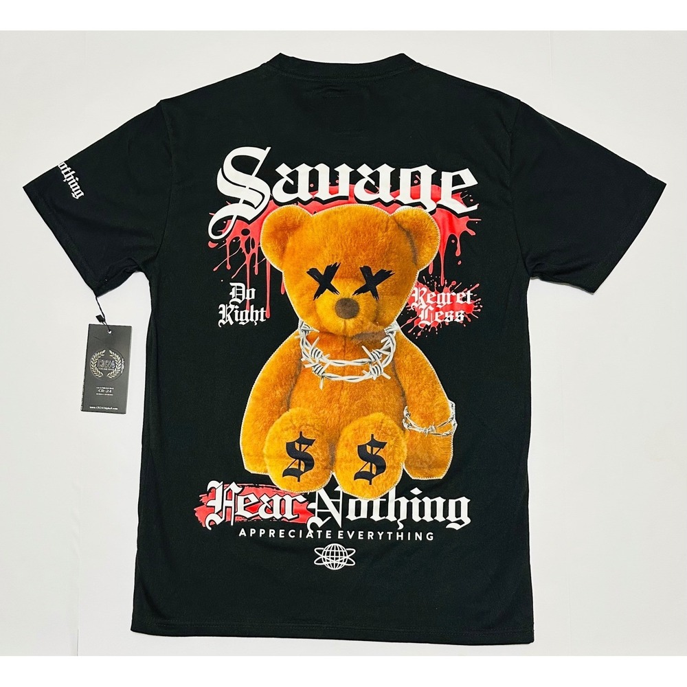 CR24 Chrome Edge Mens Medium Black Savage Bear Hear Nothing Graphic‎ Shirt NWT